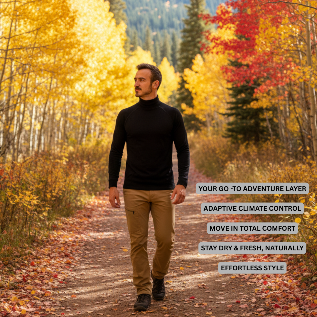 100% Merino Wool Men's long-sleeved Base layer