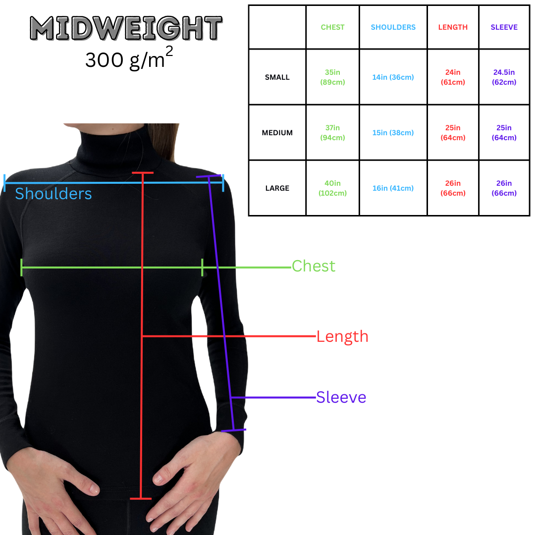 100% Merino Wool Women's long-sleeved Base layer