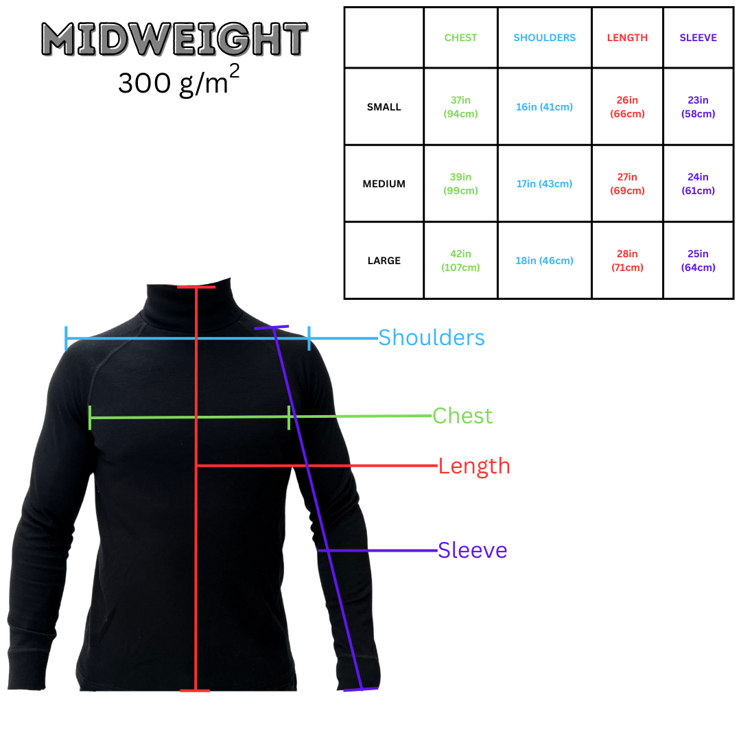 100% Merino Wool Men's long-sleeved Base layer