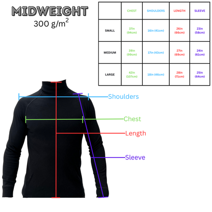 100% Merino Wool Men's long-sleeved Base layer
