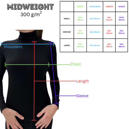 100% Merino Wool Women's long-sleeved Base layer