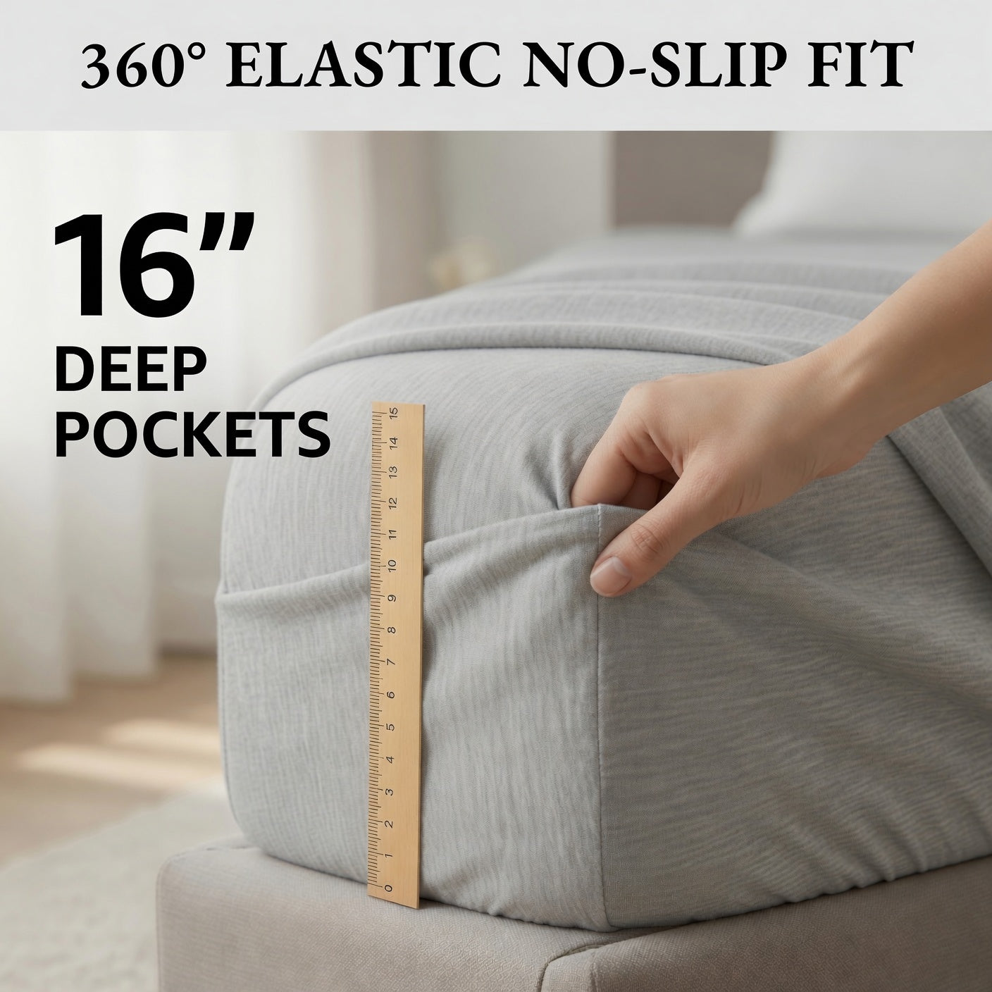 100% Merino Wool Sheet Set – Soft, Breathable, Temperature-Regulating Bedding | Fitted + Top Sheet + 2 Pillowcases | 16" Deep Pockets | Queen (Light Gray)