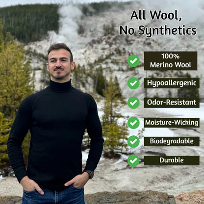 100% Merino Wool Men's long-sleeved Base layer